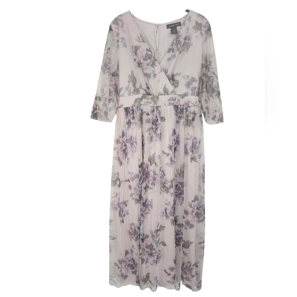 CARDLITE PETITE floral maxi dress, dusty pink/blue/green, size PM